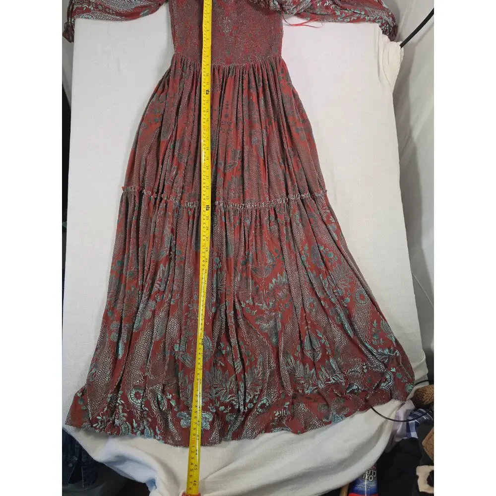 Fate NWT Rust Teal Velvet Burnout Maxi Dress Sz M